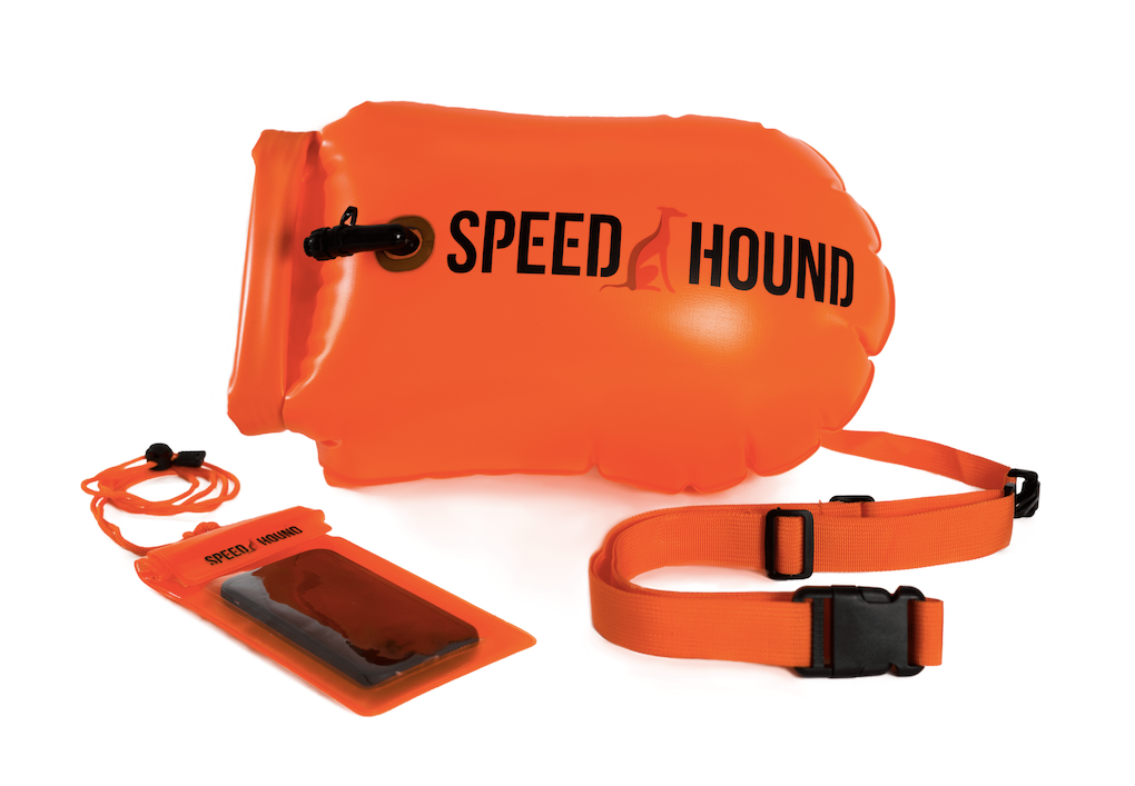 Swim Buoy MARATHON with Dry Bag and Waterproof Phone Case - Safety Orange