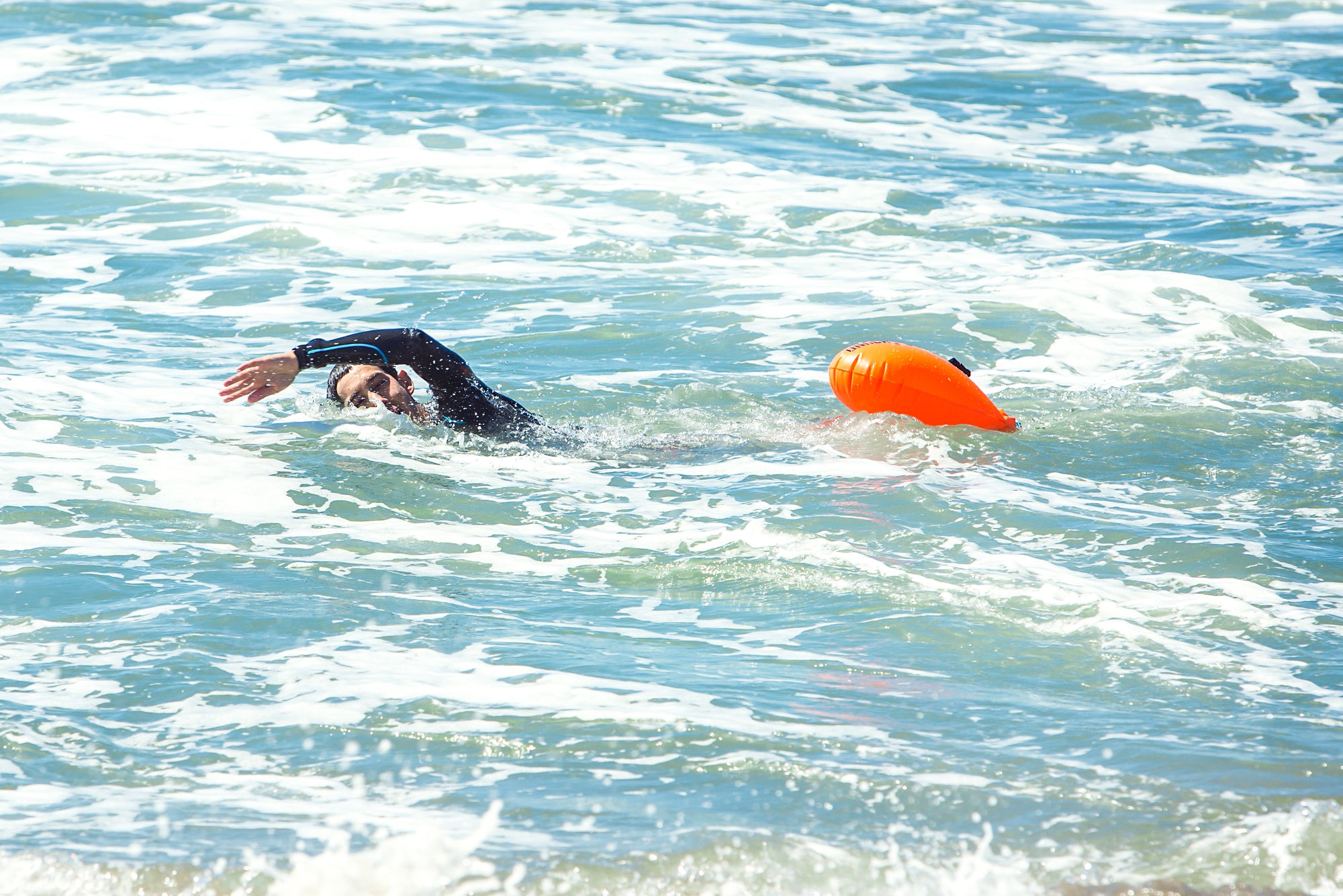 Swim Buoy MARATHON with Dry Bag and Waterproof Phone Case - Safety Orange