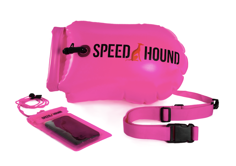 Swim Buoy MARATHON with Dry Bag and Waterproof Phone Case - Hi Vis Pink
